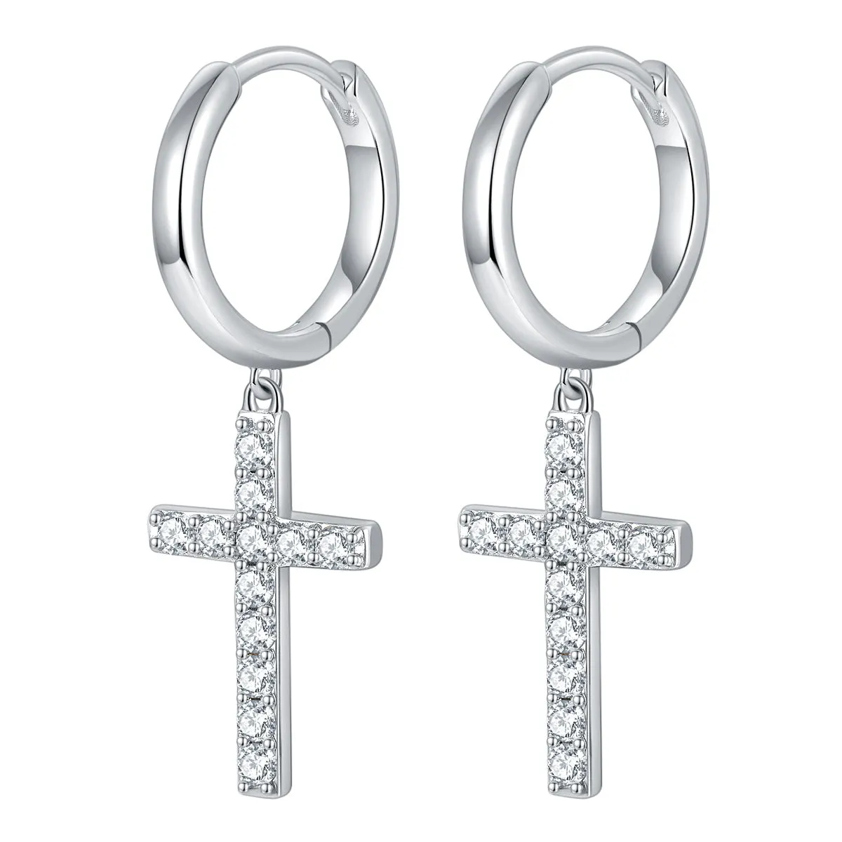 S925 Moissanite Cross Dangly Earring