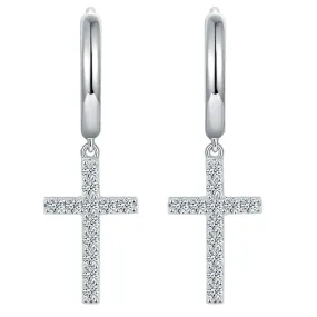 S925 Moissanite Cross Dangly Earring