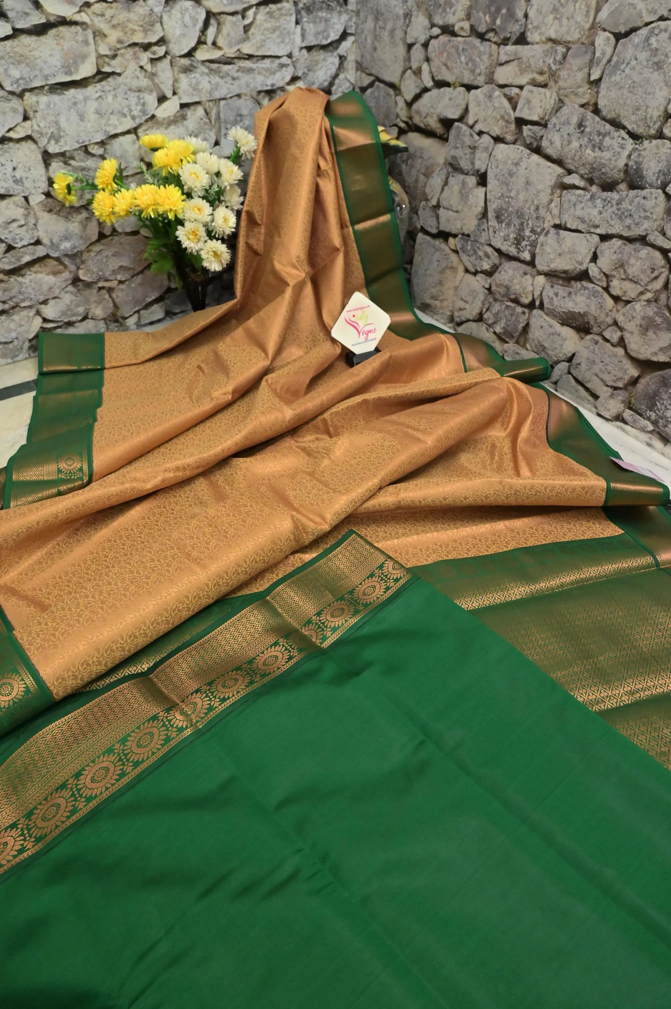 Sandalwood Color South Silk Saree with Copper Zari Work