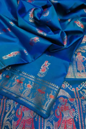 Sapphire Blue Dual Tone Color Pure Baluchari Silk Saree