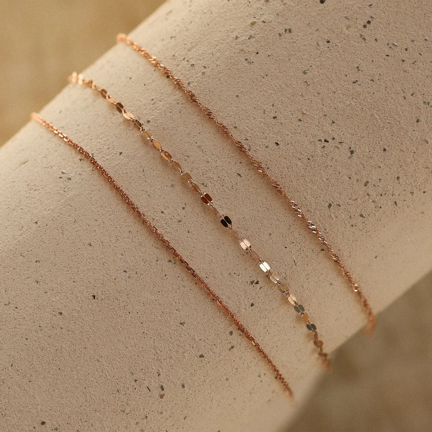 Singapore Chain Bracelet | Solid 14k Rosegold