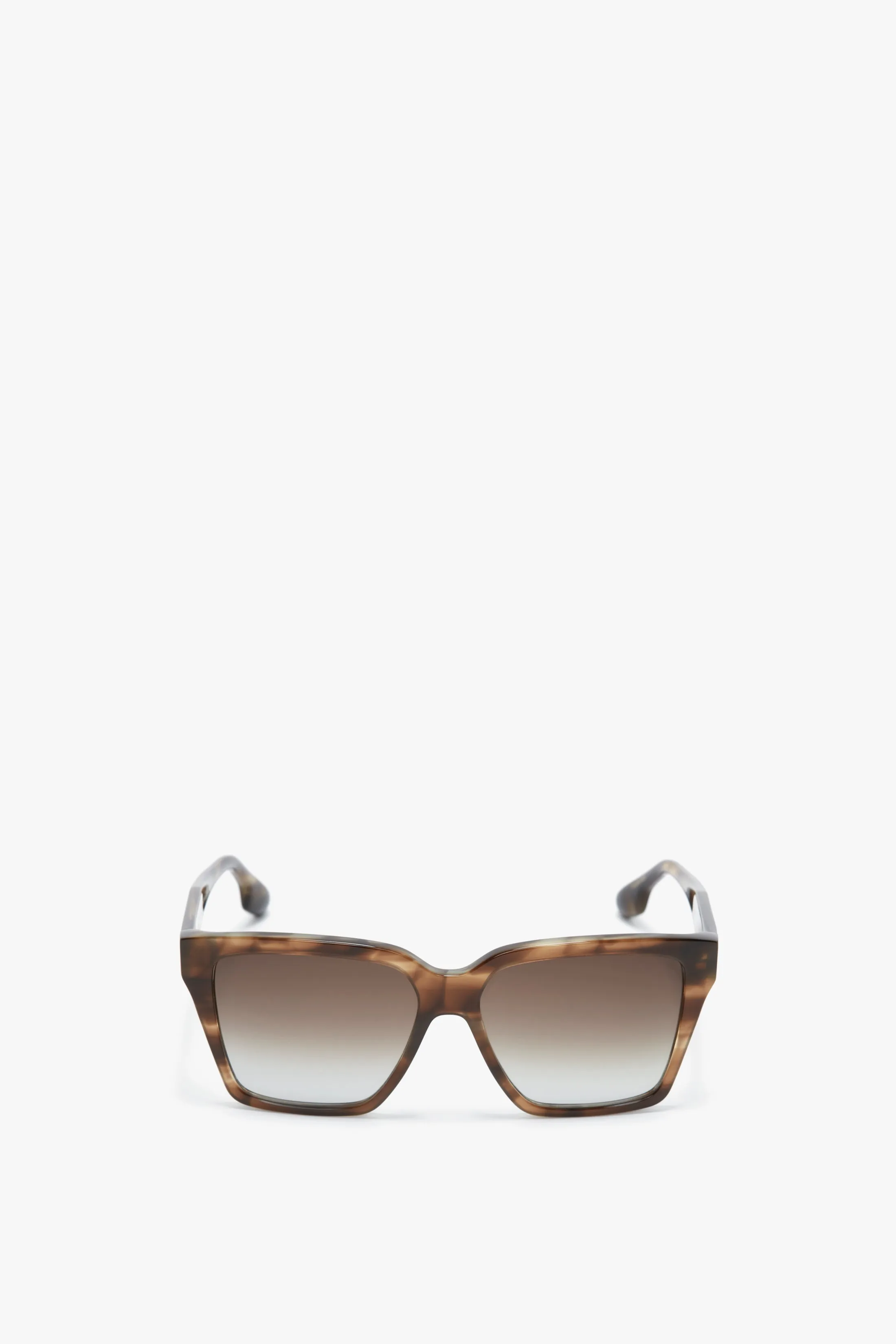 Soft Square Frame Sunglasses In Striped Khaki Havana