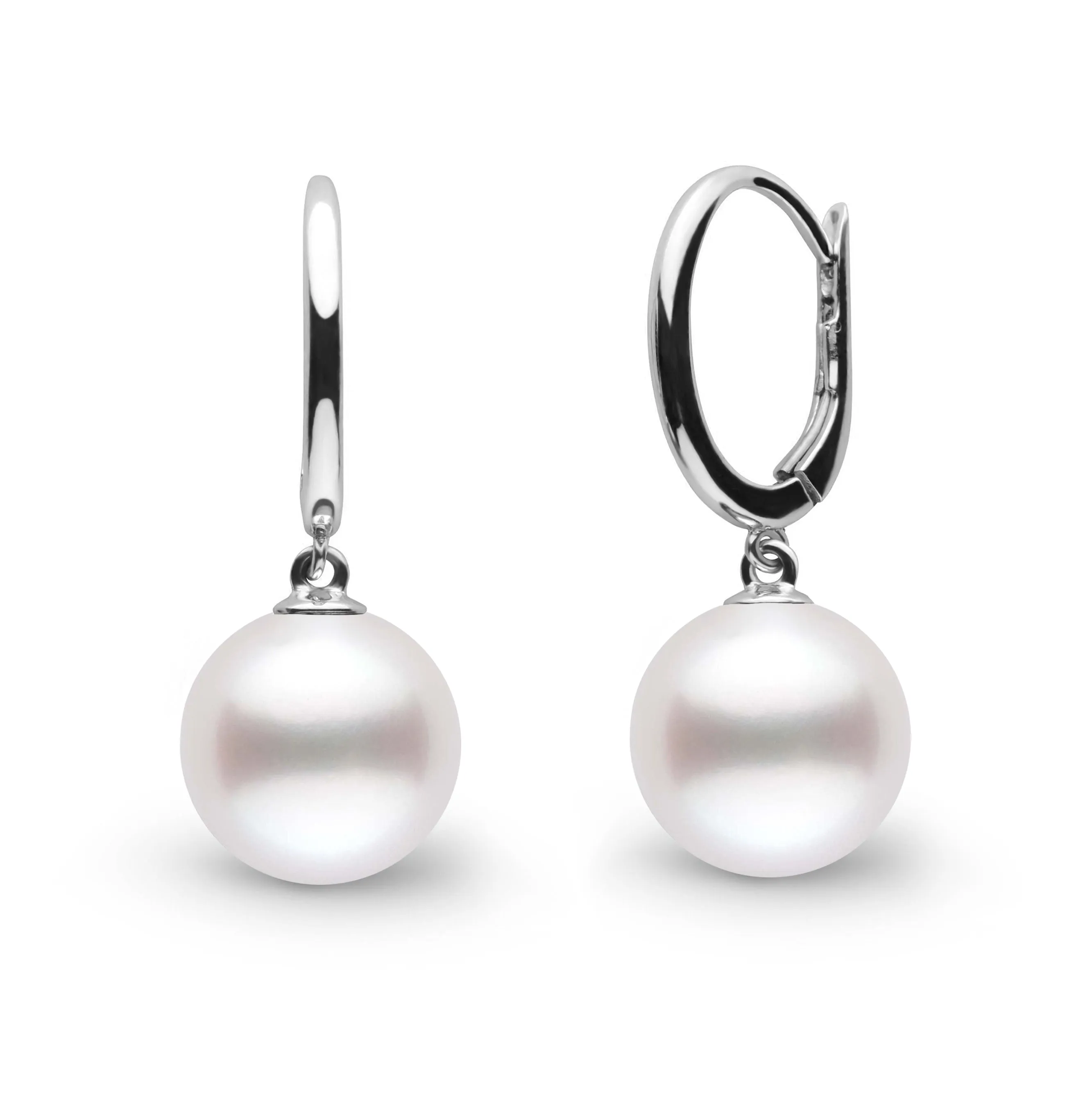 Solid Eternal Collection 10.0-11.0 mm White South Sea Pearl Earrings