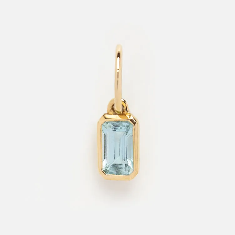 Solid Gold Birthstone Baguette Charm