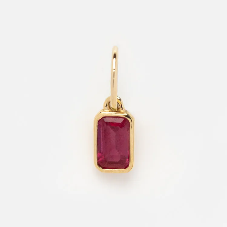 Solid Gold Birthstone Baguette Charm