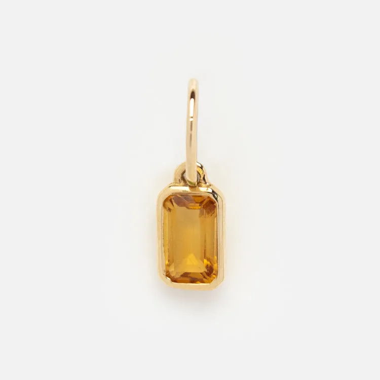 Solid Gold Birthstone Baguette Charm