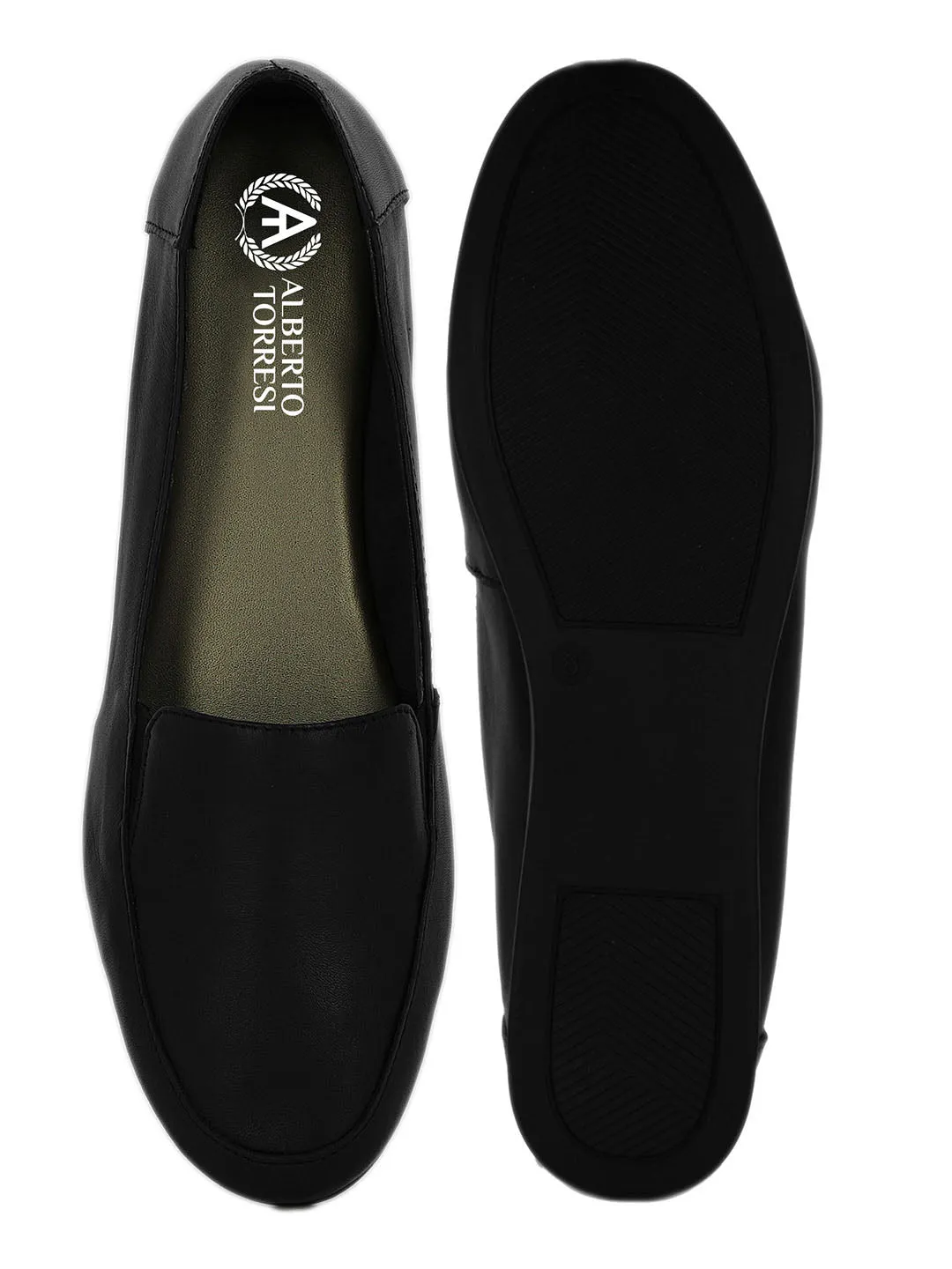 Soothe Black Leather Slip-Ons