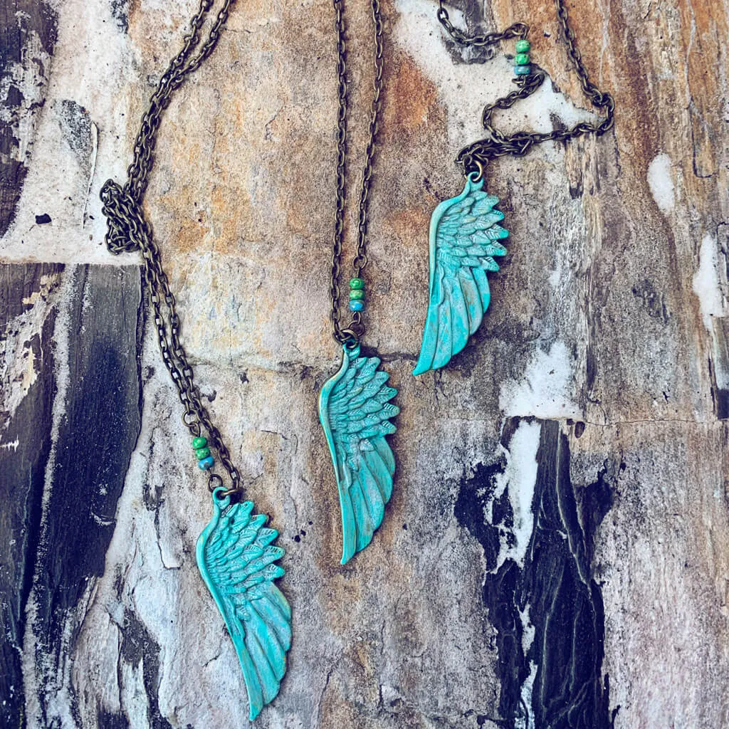 Soteria // hand painted wing pendant necklace