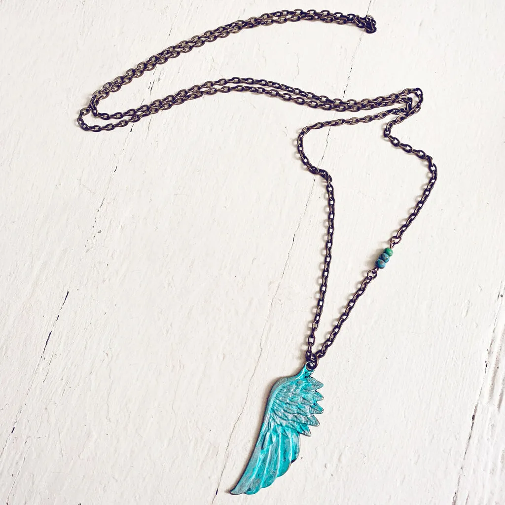 Soteria // hand painted wing pendant necklace