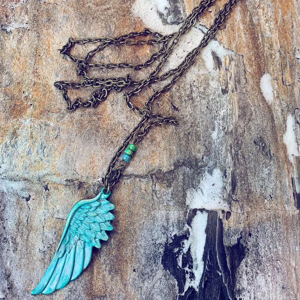 Soteria // hand painted wing pendant necklace