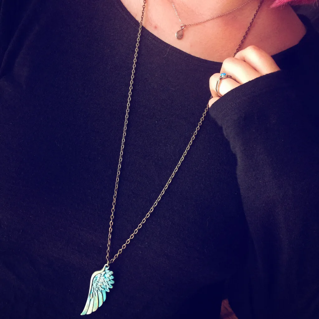 Soteria // hand painted wing pendant necklace