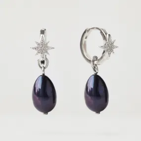 Starburst Black Pearl Drop Earrings