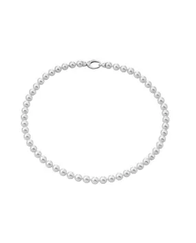 Sterling Silver Rhodium Plated Choker for Women with Organic Pearl, 6mm Round White Pearl, 15.7 Length, Lyra Collection