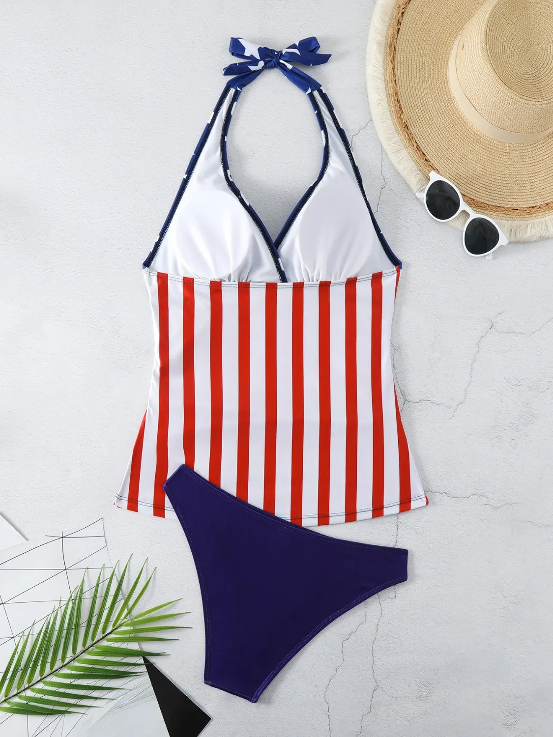 Sunset Vacation Star &amp; Stripes Neckholder-Zweiteiler-Badeset