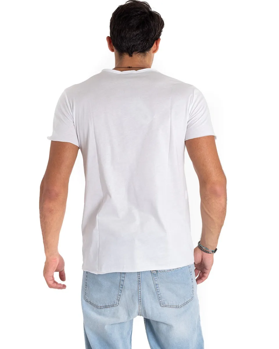 T-Shirt Uomo Stampa Teschio Bianca MOD Girocollo Manica Corta GIOSAL TS2649A