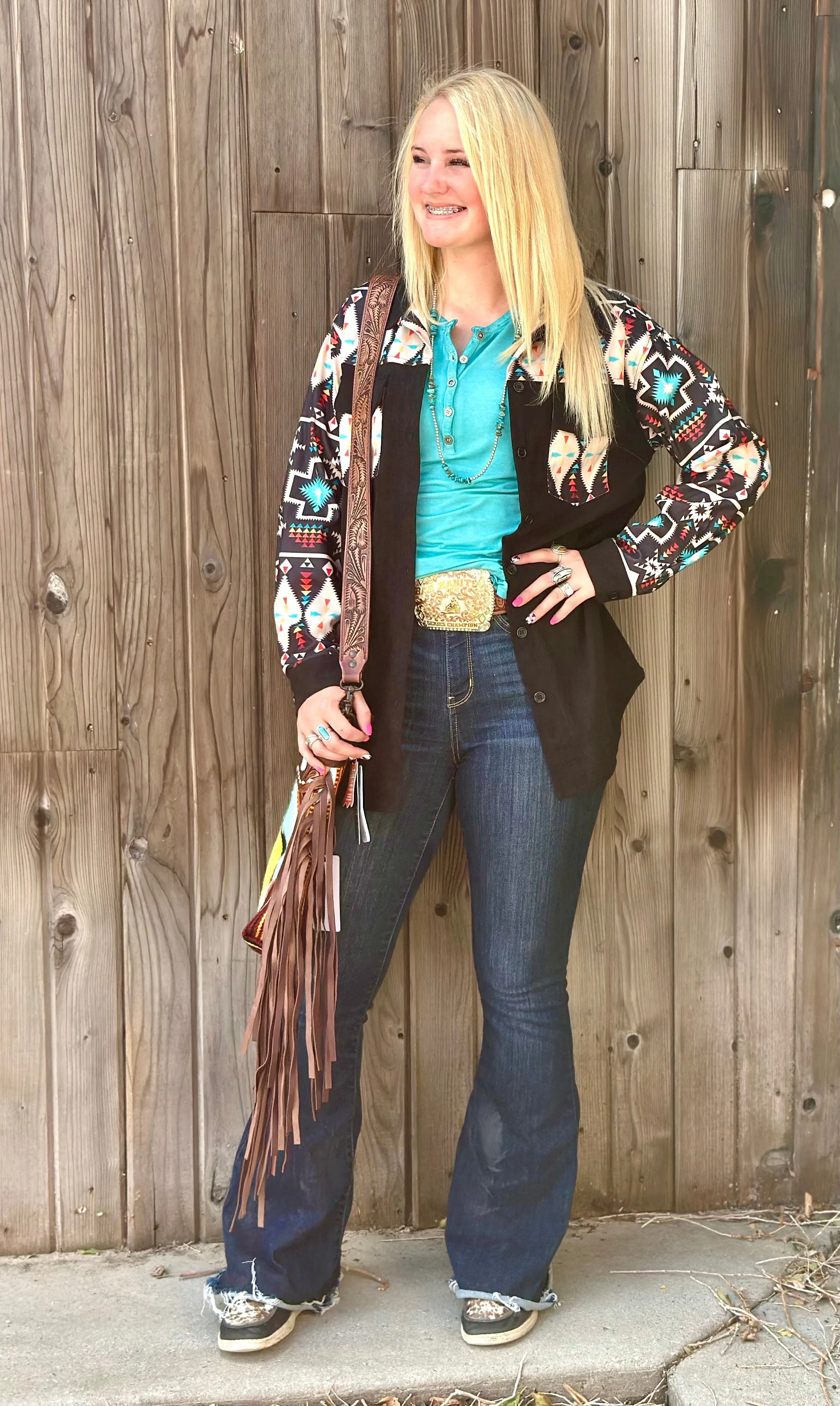 The Saddle Up Aztec Cord Shacket Jacket