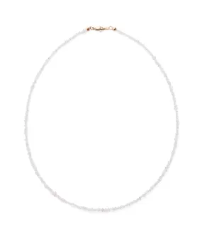 Tiny Beaded 14k Gold Necklace in Herkimer Diamond Quartz