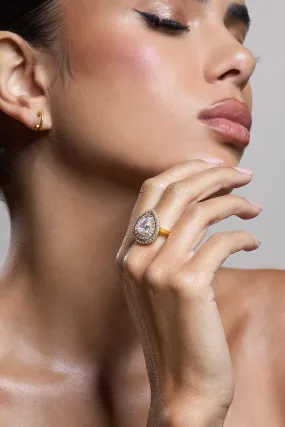 Trance | Gold Pear Diamante Ring