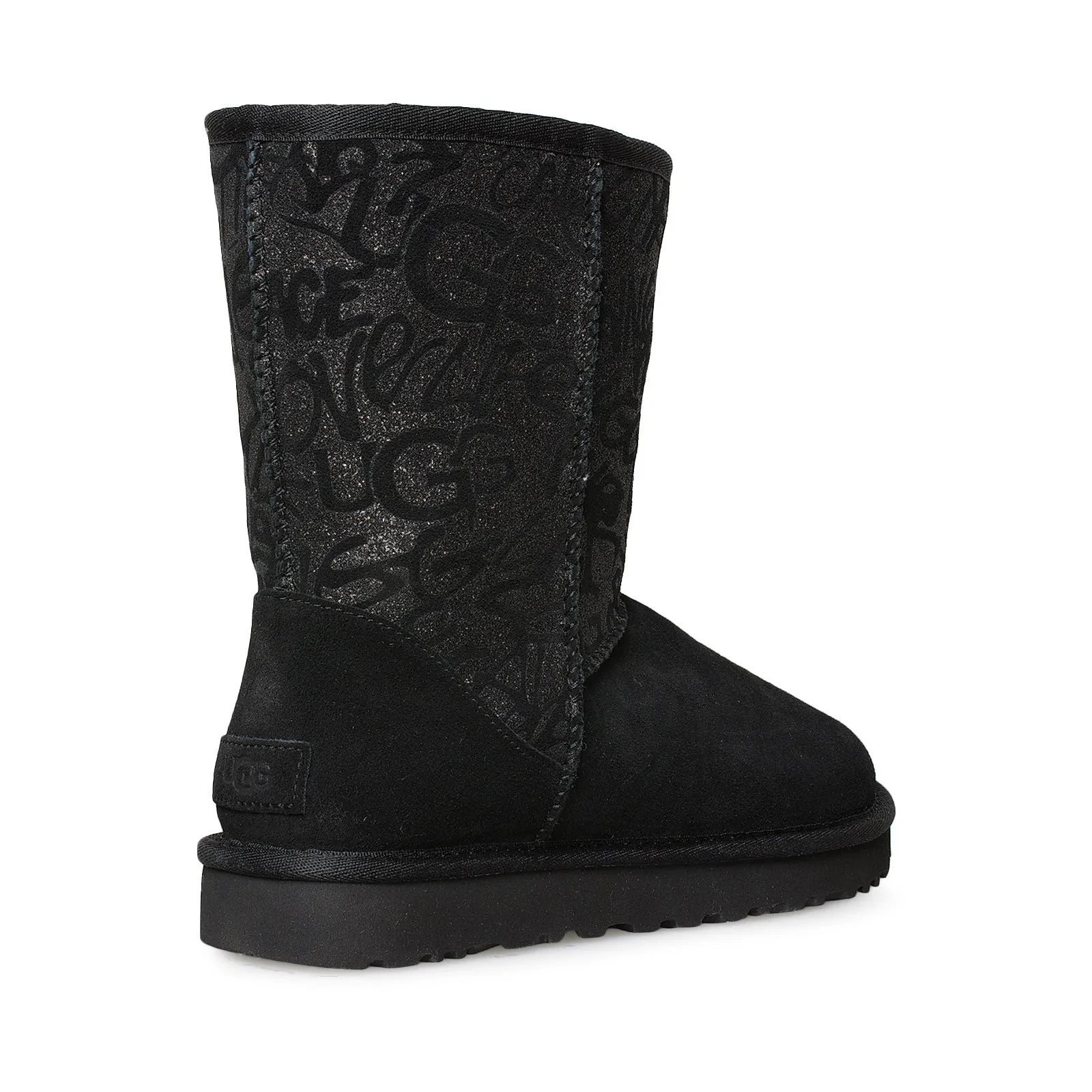 UGG Classic Short Sparkle Graffiti Black Boots - Women's