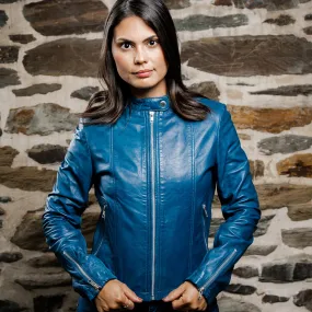 Women's Cafe Racer Leather Jacket - Ivy