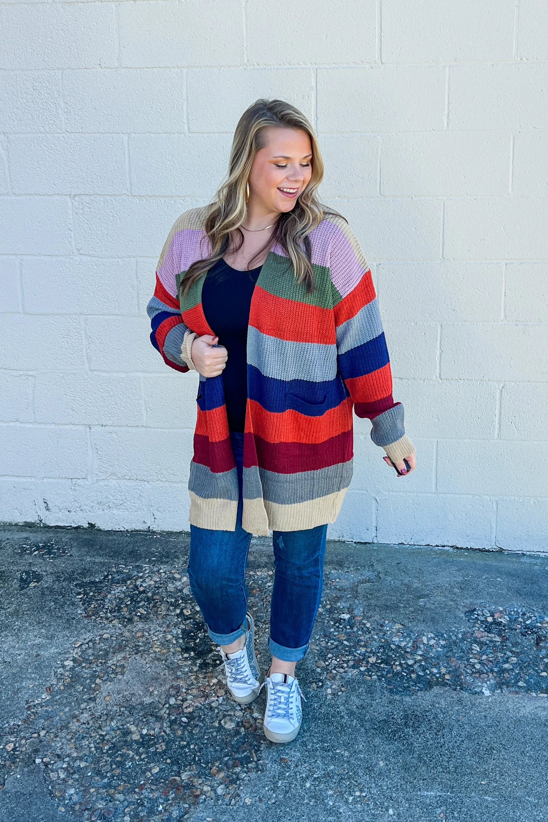 Written Approval Stripe Cardigan