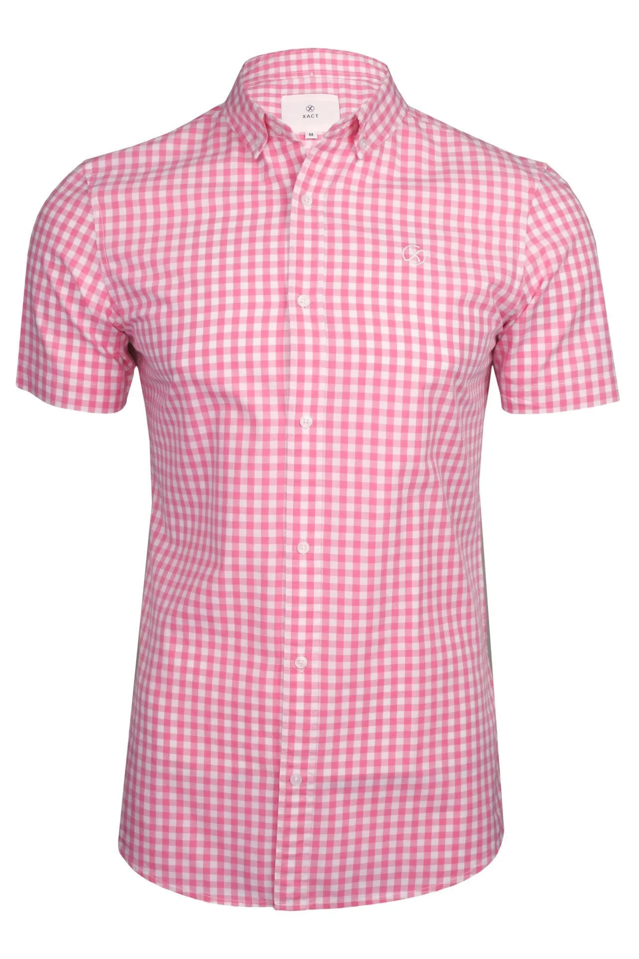 Xact Mens Cotton Gingham Check Shirt - Short Sleeved