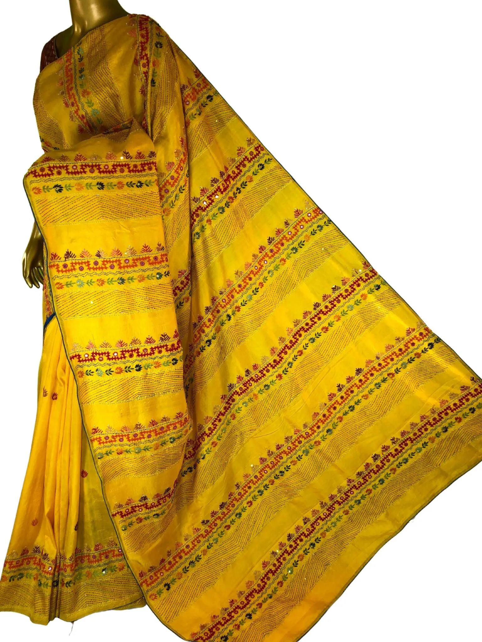 Yellow Color Pure Bangalore Silk with Hand Lambani Embroidery